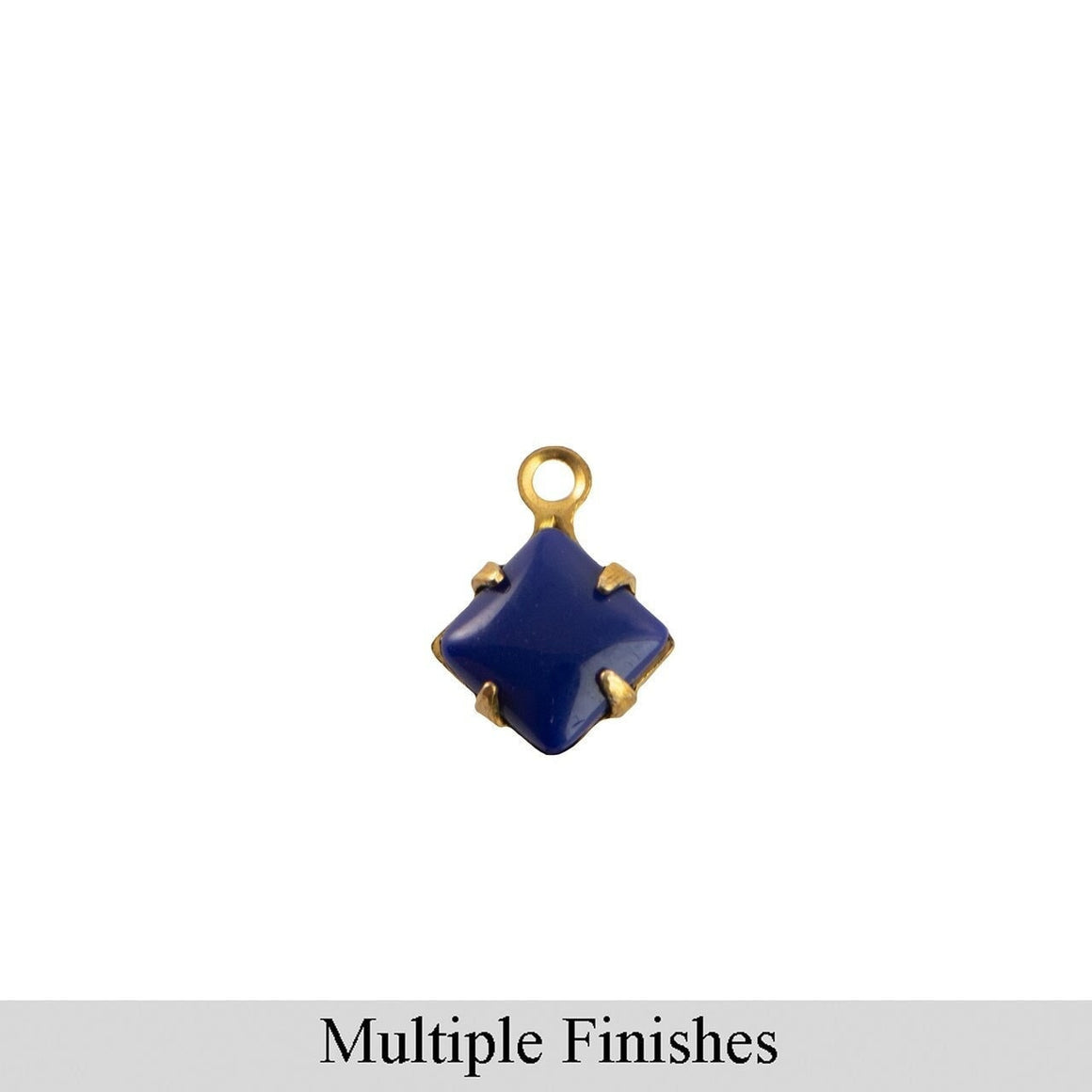 6mm Navy Glass Square Stone in 1 Loop Setting