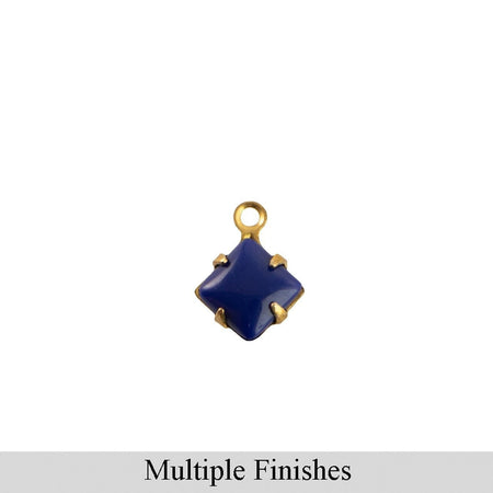6mm Navy Glass Square Stone in 1 Loop Setting