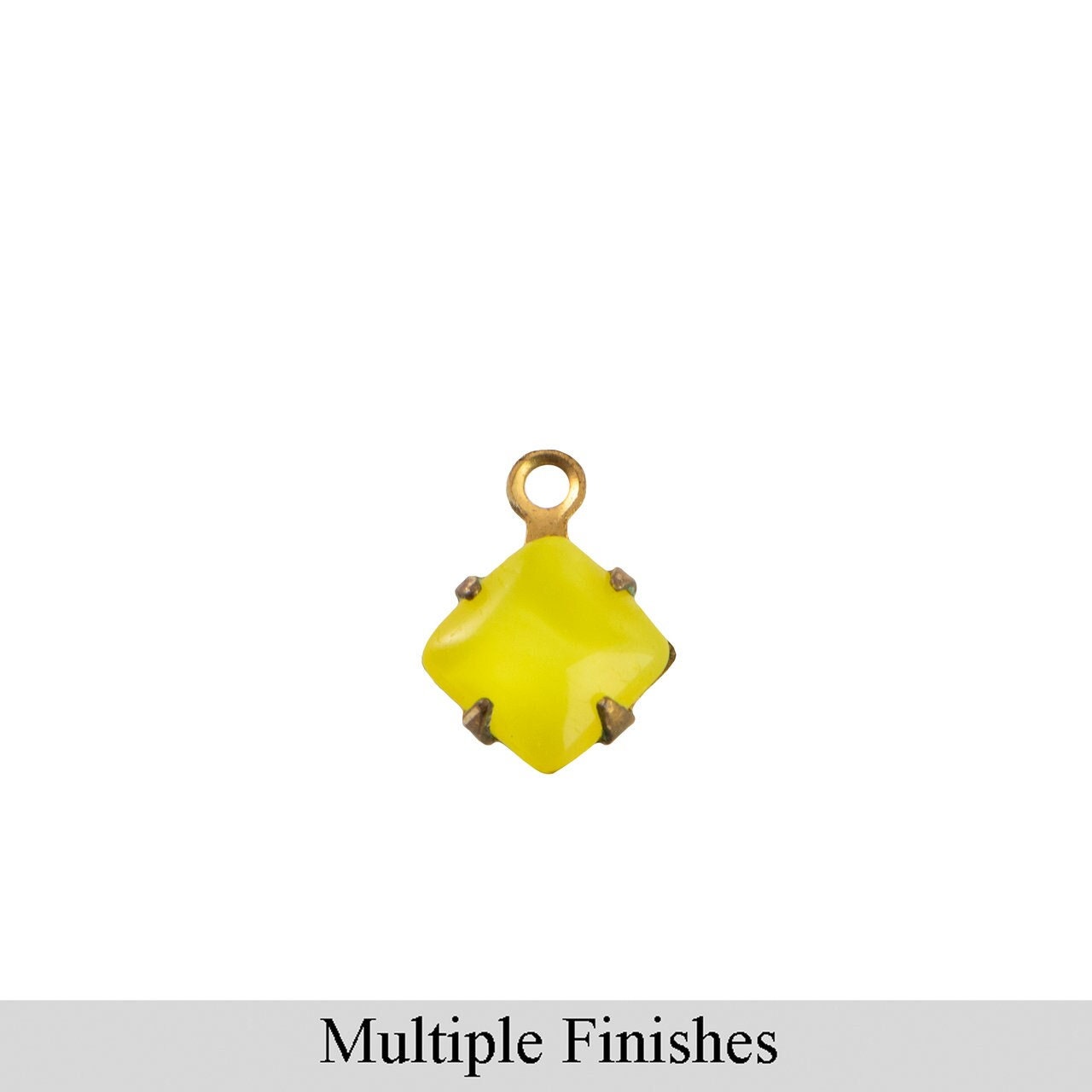 6mm Yellow Moonglow Glass Square Stone in 1 Loop Setting