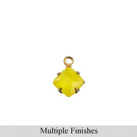 6mm Yellow Moonglow Glass Square Stone in 1 Loop Setting