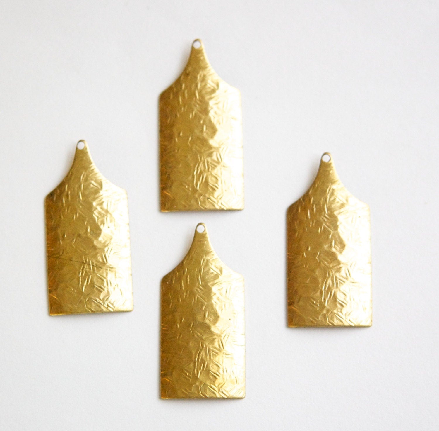 1 Hole Raw Brass Textured Rectangle Pendant (6) mtl422A