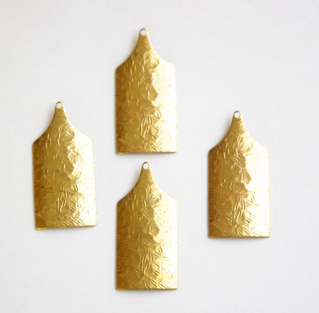 1 Hole Raw Brass Textured Rectangle Pendant (6) mtl422A
