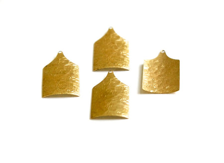 1 Hole Raw Brass Textured Rectangle Pendant (6) mtl422A