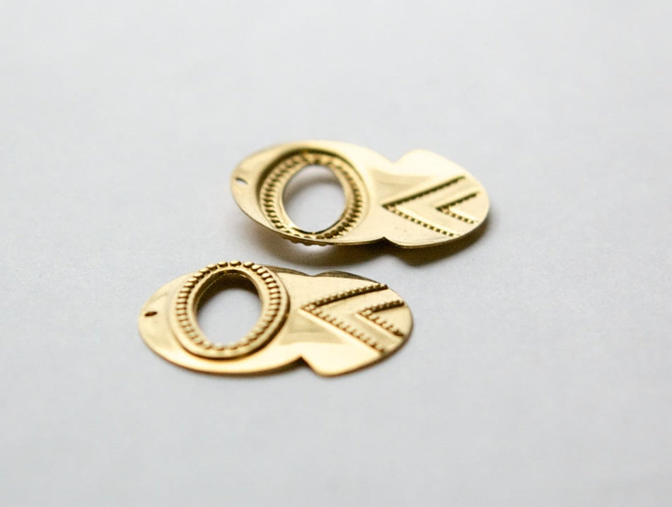 1 Hole Raw Brass Rounded Hoop Tribal Pendant (6) mtl427B