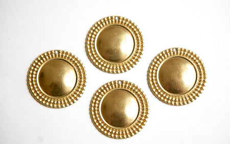 1 Hole Raw Brass Beaded Border Round Charm Pendant Drop (6) mtl396F