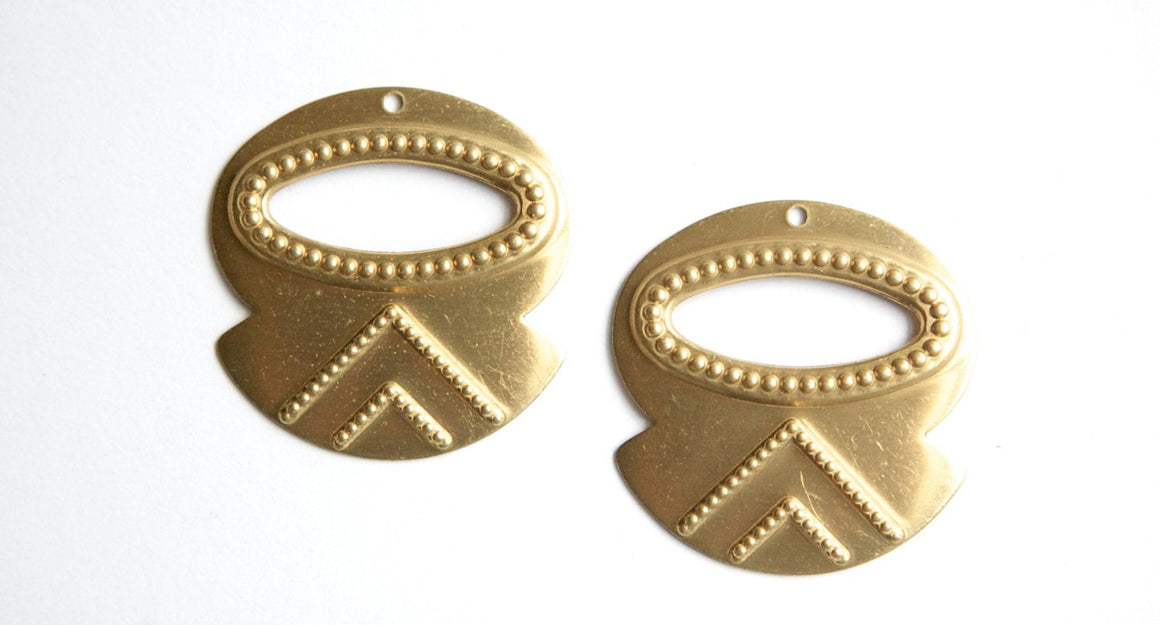 1 Hole Raw Brass Rounded Hoop Tribal Pendant (6) mtl427B