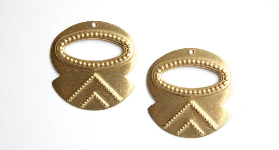 1 Hole Raw Brass Rounded Hoop Tribal Pendant (6) mtl427B
