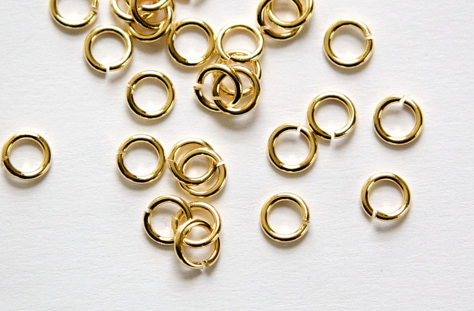 6mm OD Open Gold Plated Jump Rings 18 Gauge Made in the USA (100) fnd200D