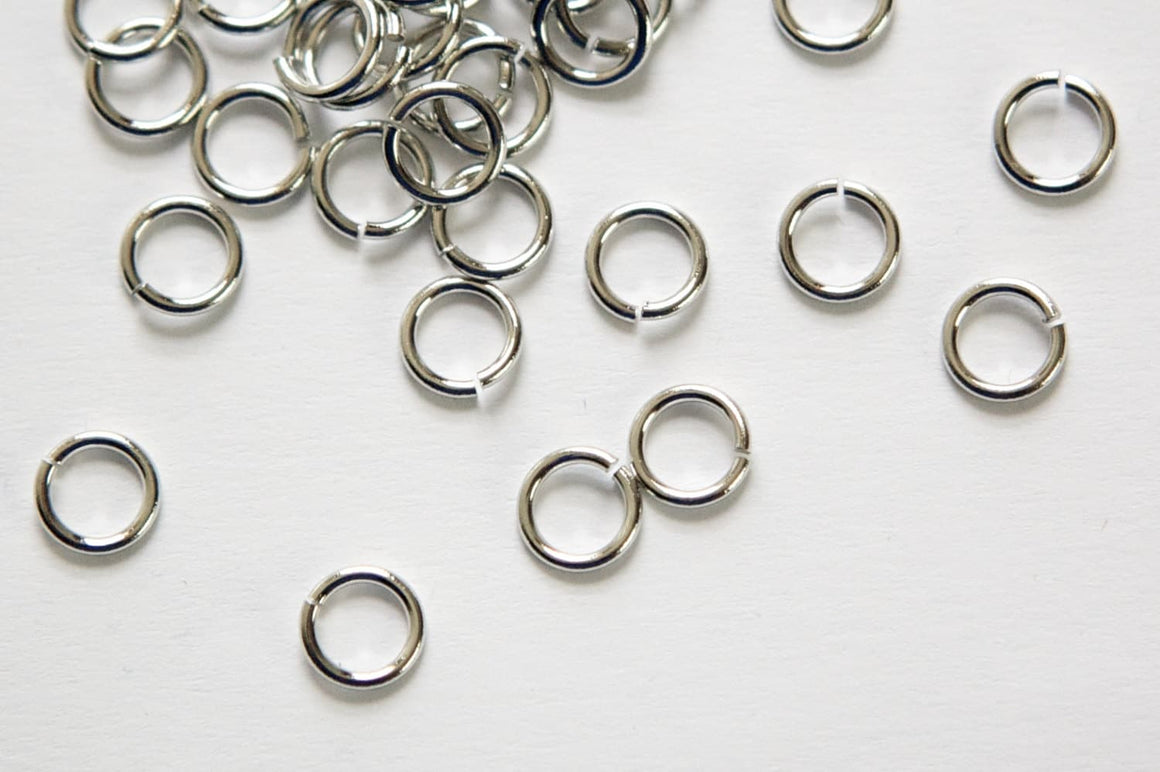 7mm OD Open Shiny Silver Plated Jump Rings 18 Gauge Made in the USA (100) fnd201E
