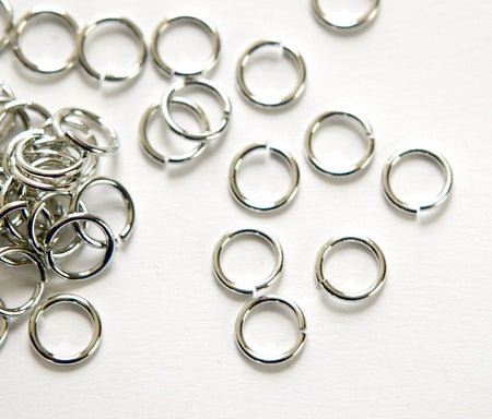 8mm OD Open Shiny Silver Plated Jump Rings 18 Gauge Made in the USA (100) fnd202E