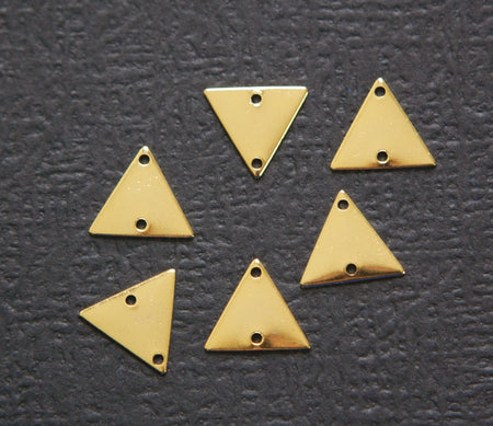 2 Hole Gold Plated Triangle Connector Link Charms Drops 13mm (10) mtl147M