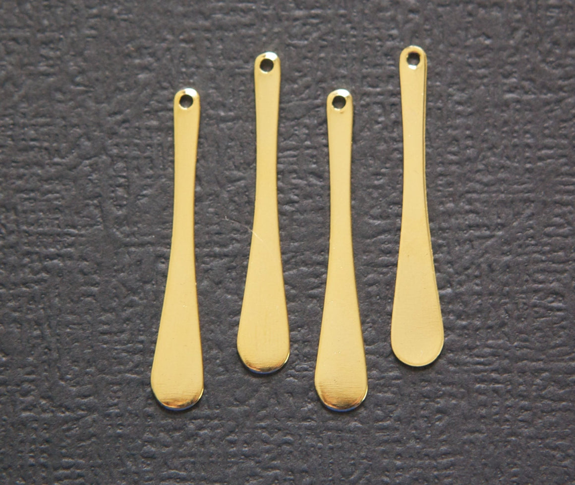 Gold Plated Long Rounded Teardrop Pendant Drops (6) mtl373E