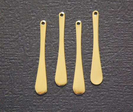 Gold Plated Long Rounded Teardrop Pendant Drops (6) mtl373E