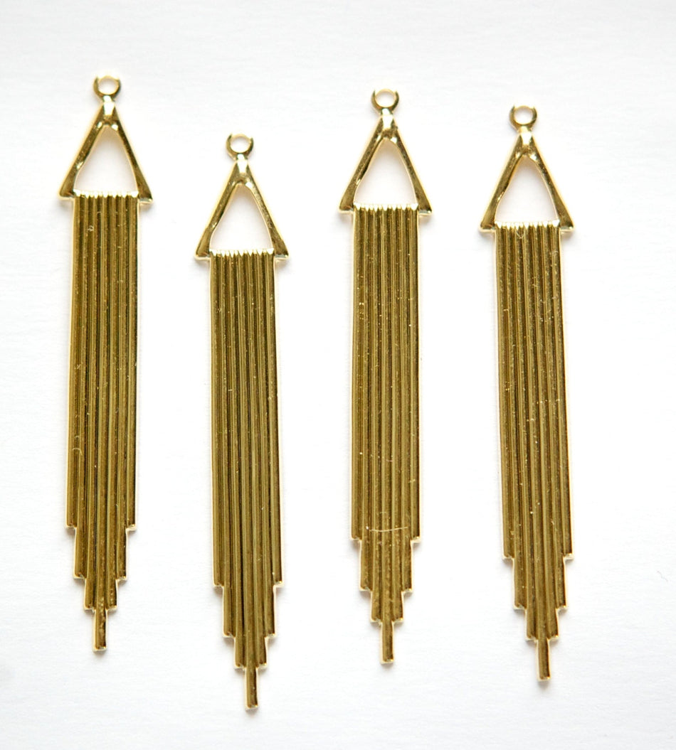 Gold Plated Long Deco Drop with Triangle and Loop (6) mtl372D