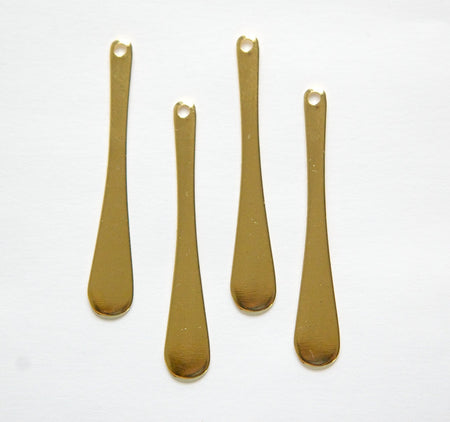 Gold Plated Long Rounded Teardrop Pendant Drops (6) mtl373E