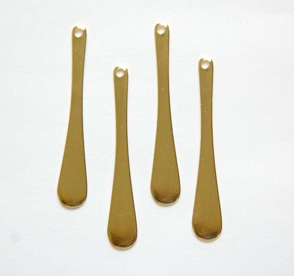Gold Plated Long Rounded Teardrop Pendant Drops (6) mtl373E