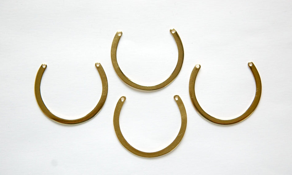 2 Hole Gold Plated C Shaped Partial Circle Pendant Charms (8) mtl386D