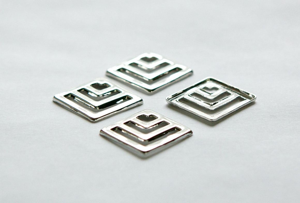 Silver Plated Square Chevron Charm Pendant (6) mtl404B