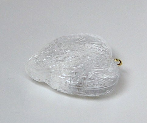 Vintage Clear Acrylic Crinkle Textured Heart Pendant pnd146C