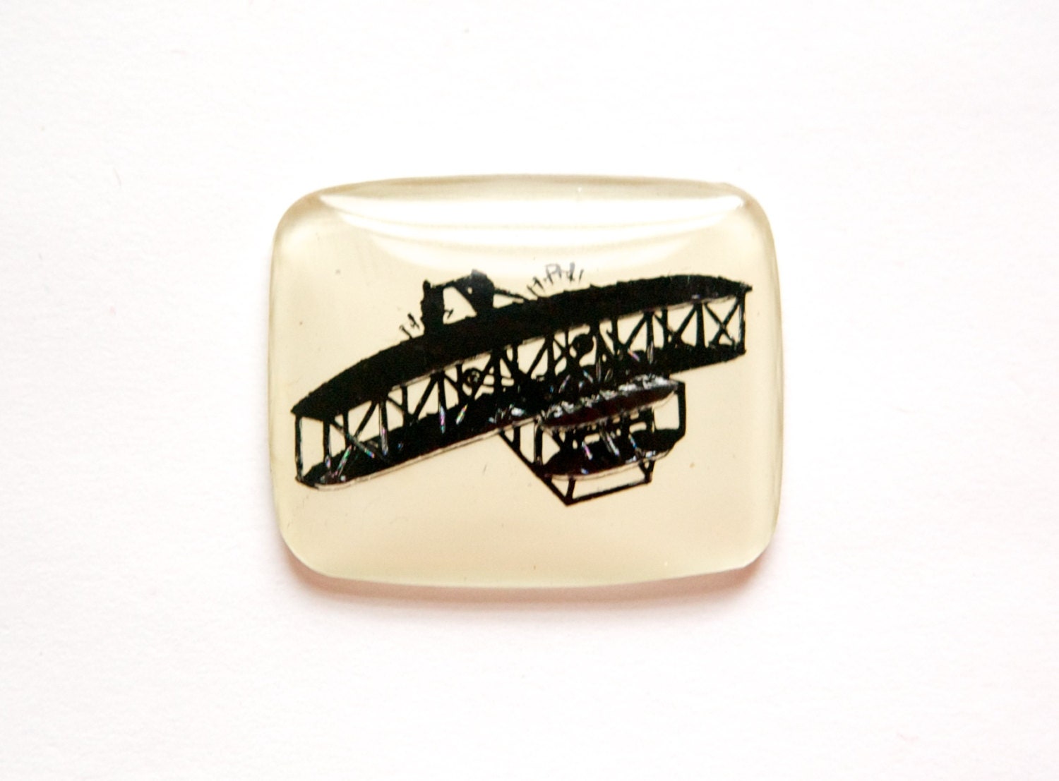 Vintage Airplane Biplane Intaglio Cabochon (1) int018A