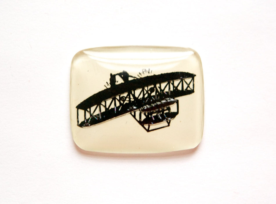 Vintage Airplane Biplane Intaglio Cabochon (1) int018A