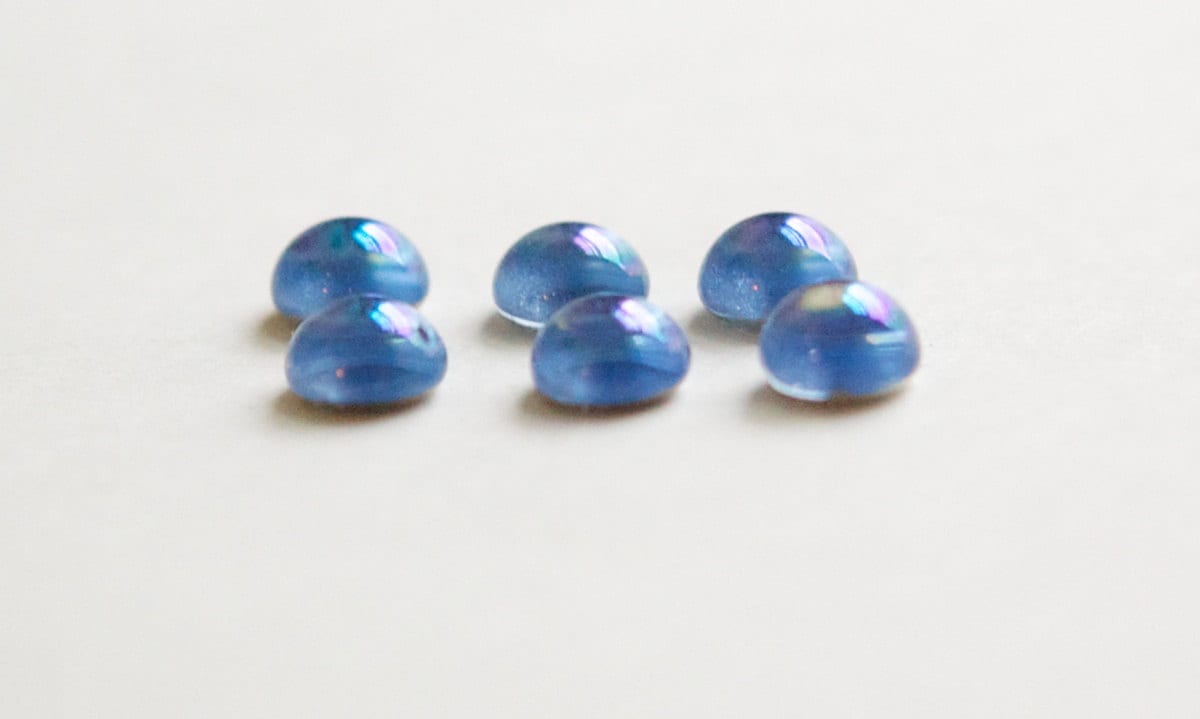 Vintage Sapphire AB Glass Cabochons Germany 6mm (8) cab700BB
