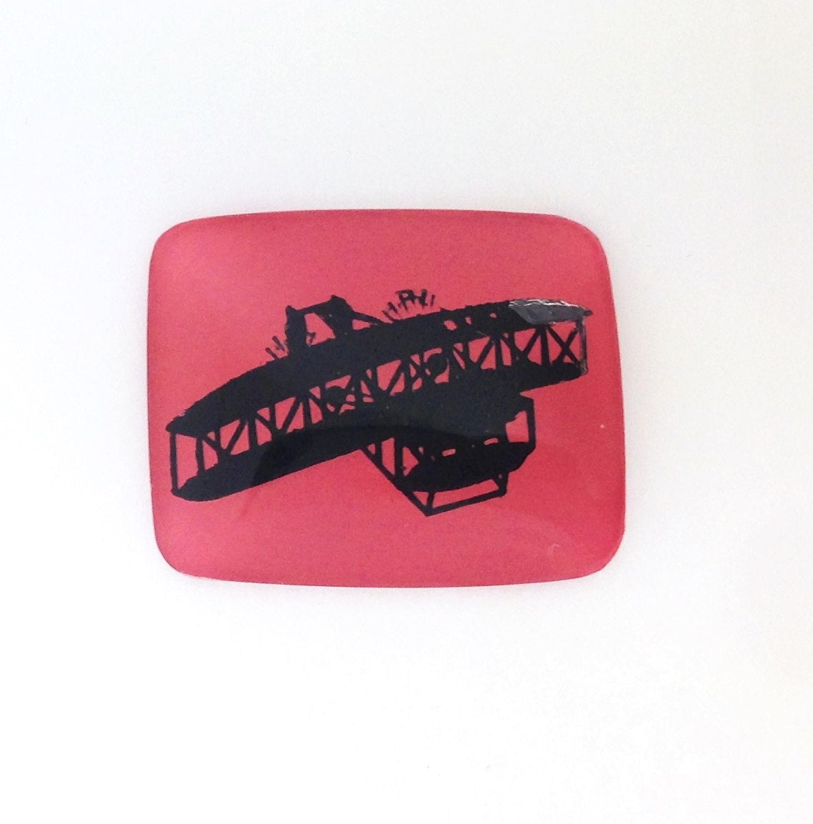 Vintage Airplane Biplane Pink Black Intaglio Cabochon (1) int018B