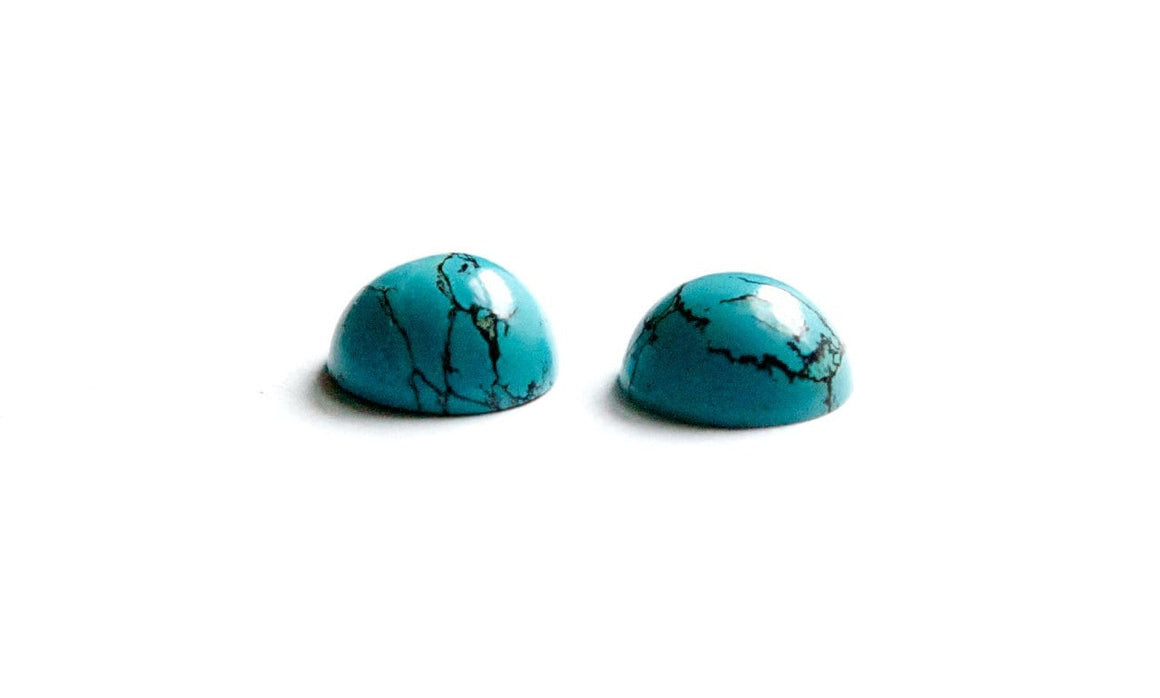 Vintage Reconstructed Genuine Turquoise Matrix Cabochon 9mm (2) Cab702DD