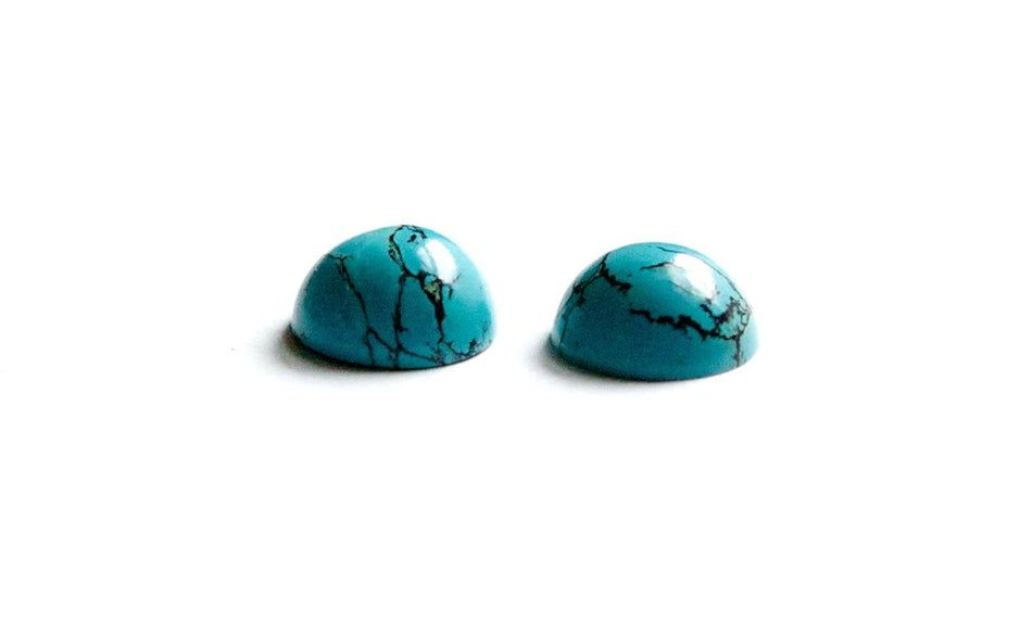 Vintage Reconstructed Genuine Turquoise Matrix Cabochon 9mm (2) Cab702DD