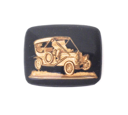 Vintage Antique Car Gold Black Intaglio Cabochon (1) int020A