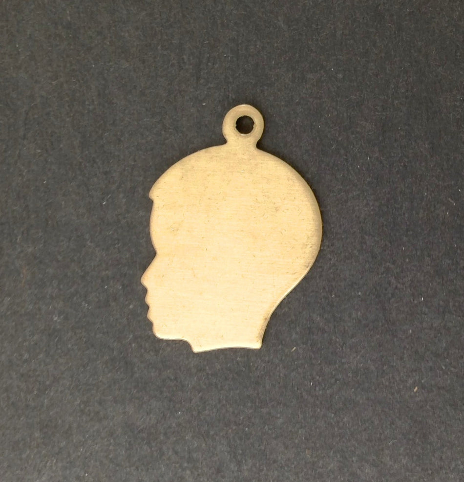 Solid Raw Brass Boy Silhouette Charm with Loop (6) chr211A