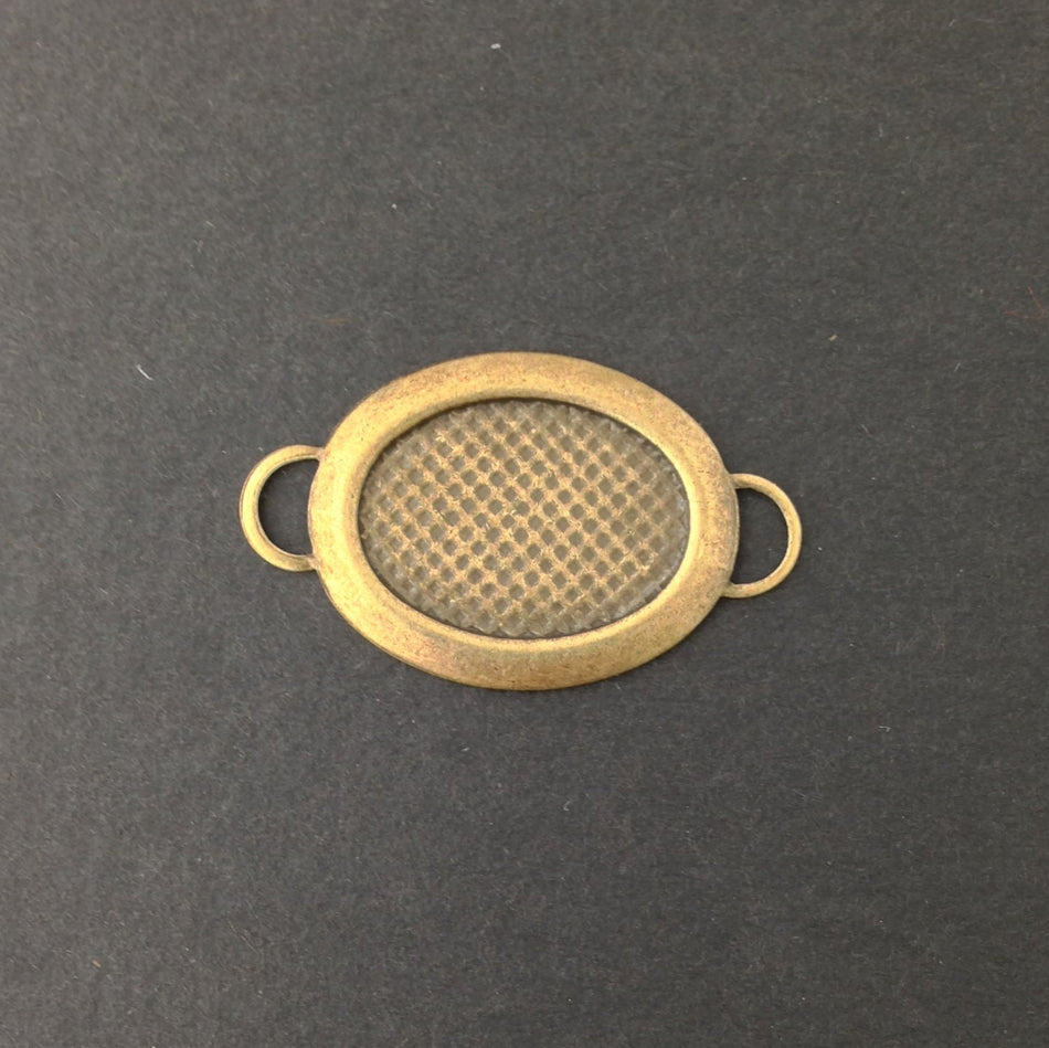 2 Loop Brass Ox Plated Connector Setting Rolled Edge 18x13mm (6) mtl358U