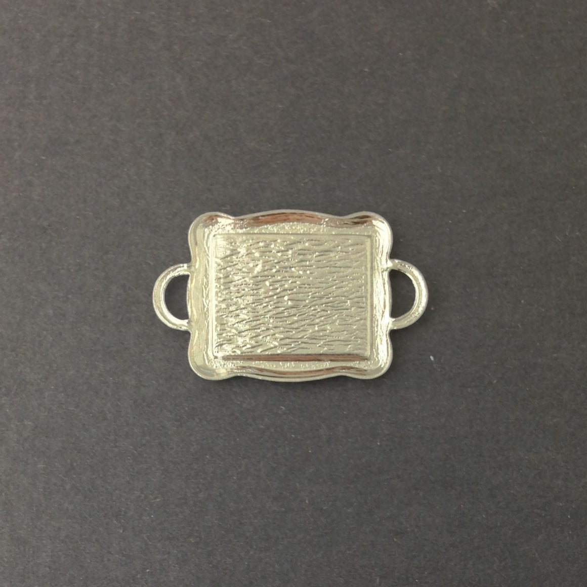 2 Loop Silver Plated Connector Setting Scallop Edge 16x12mm (6) mtl358L