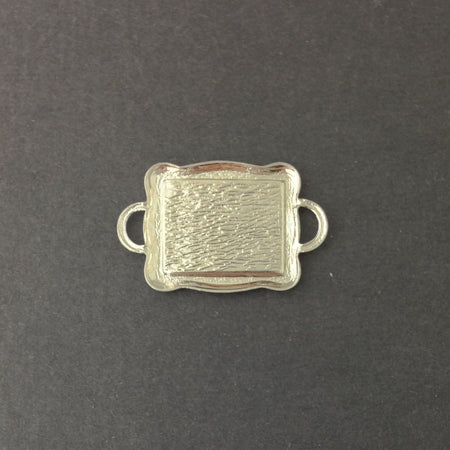 2 Loop Silver Plated Connector Setting Scallop Edge 16x12mm (6) mtl358L