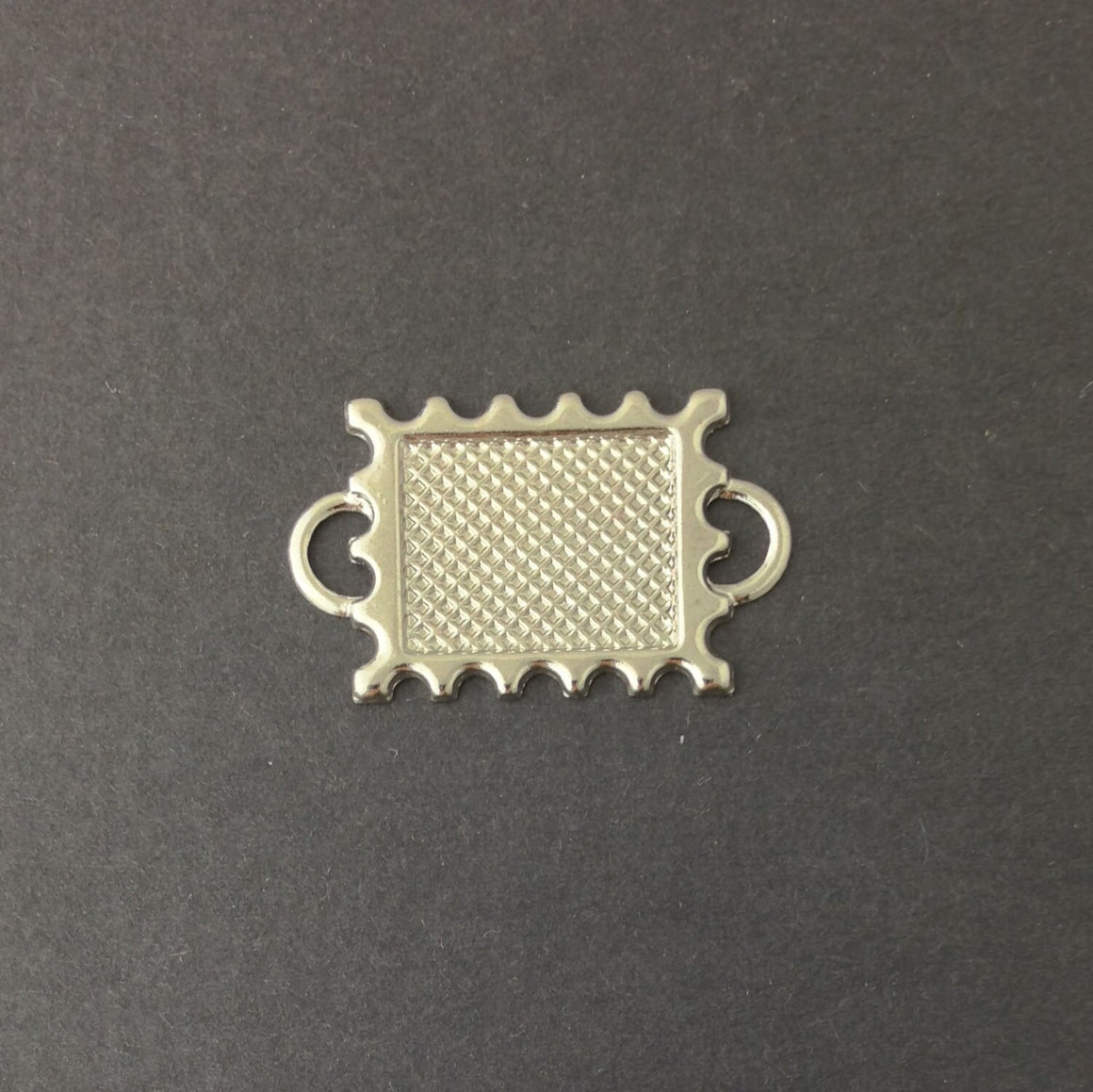 2 Loop Silver Plated Connector Setting Deep Scallop Edge 16x12mm (6) mtl358K