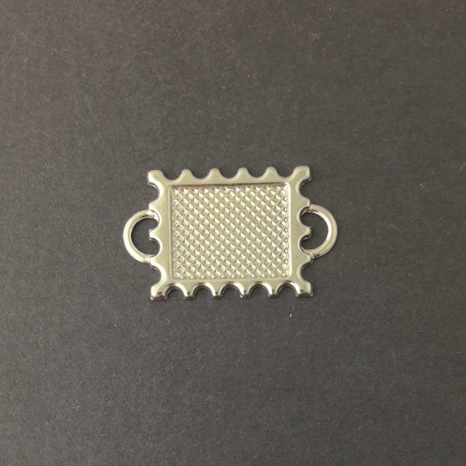 2 Loop Silver Plated Connector Setting Deep Scallop Edge 16x12mm (6) mtl358K