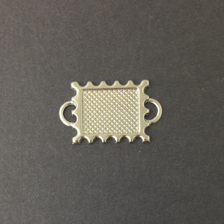 2 Loop Silver Plated Connector Setting Deep Scallop Edge 16x12mm (6) mtl358K