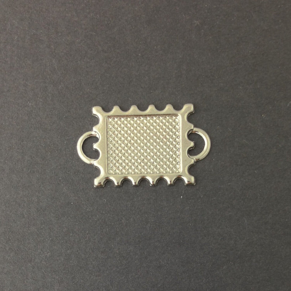 2 Loop Silver Plated Connector Setting Deep Scallop Edge 16x12mm (6) mtl358K