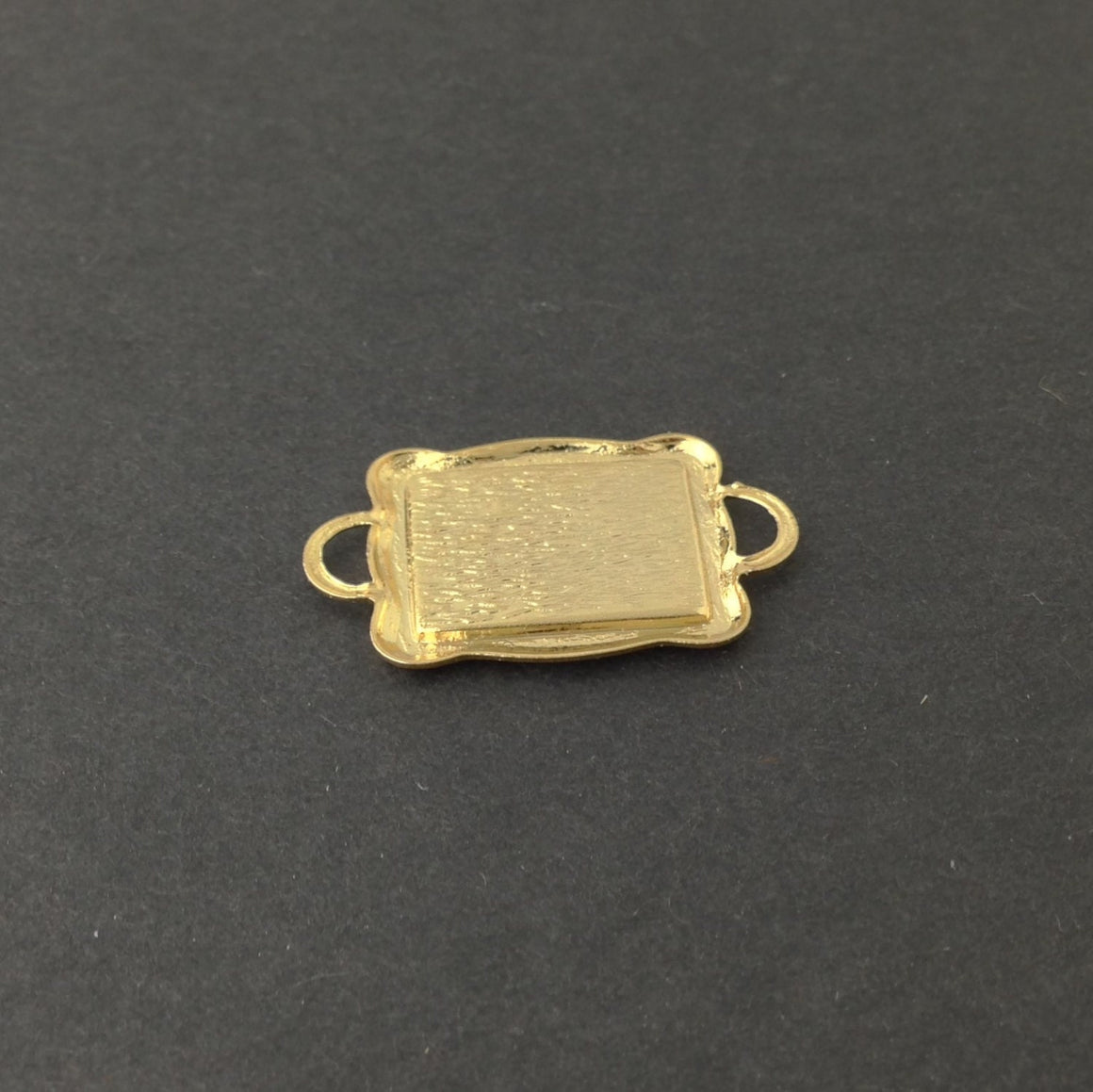 2 Loop Gold Plated Connector Setting Scallop Edge 16x12mm (6) mtl358R