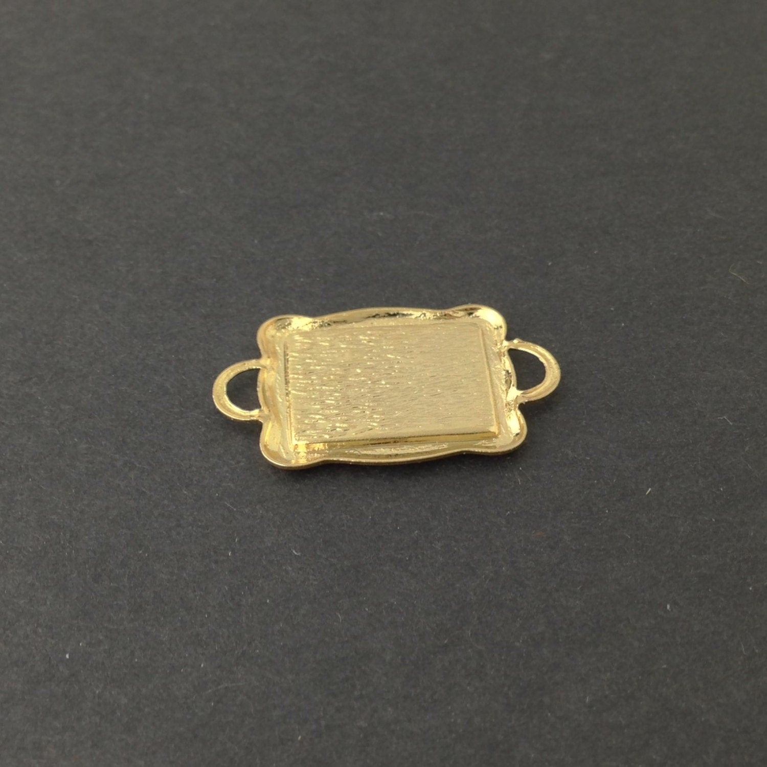 2 Loop Gold Plated Connector Setting Scallop Edge 16x12mm (6) mtl358R