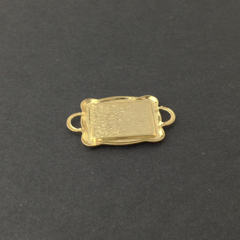 2 Loop Gold Plated Connector Setting Scallop Edge 16x12mm (6) mtl358R