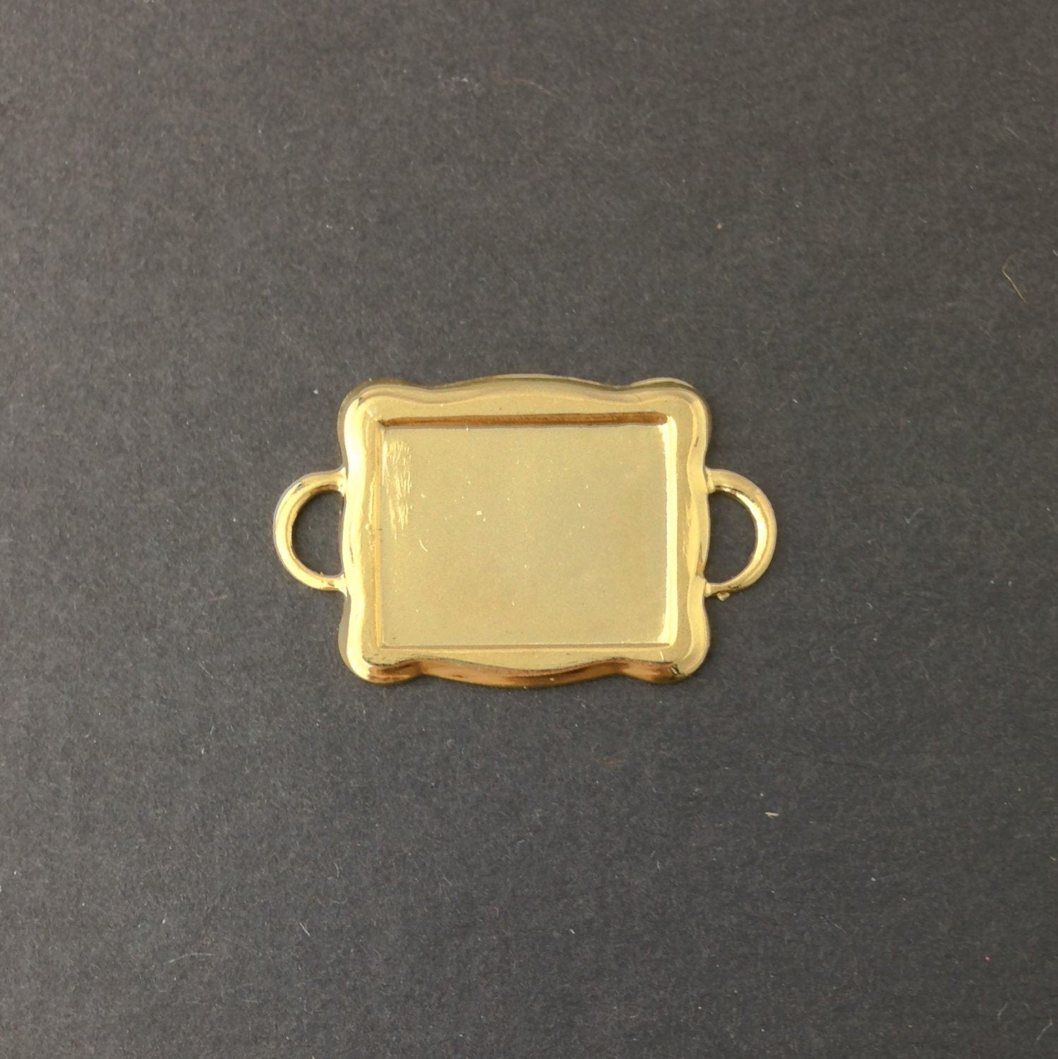2 Loop Gold Plated Connector Setting Scallop Edge 16x12mm (6) mtl358R