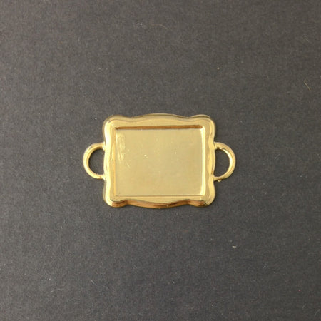 2 Loop Gold Plated Connector Setting Scallop Edge 16x12mm (6) mtl358R