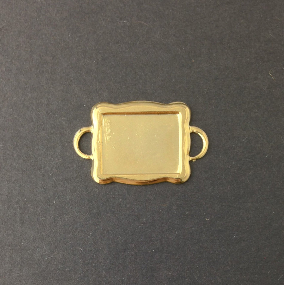 2 Loop Gold Plated Connector Setting Scallop Edge 16x12mm (6) mtl358R
