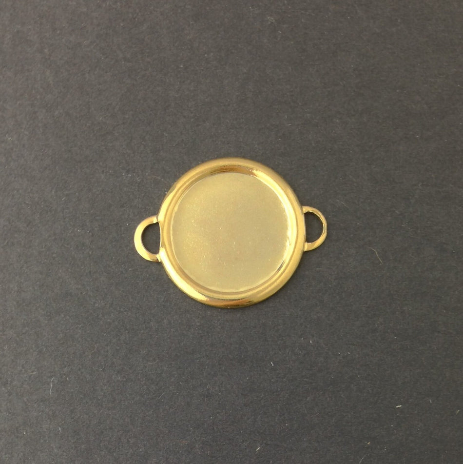 2 Loop Gold Plated Connector Setting Rolled Edge 18mm (6) mtl358M