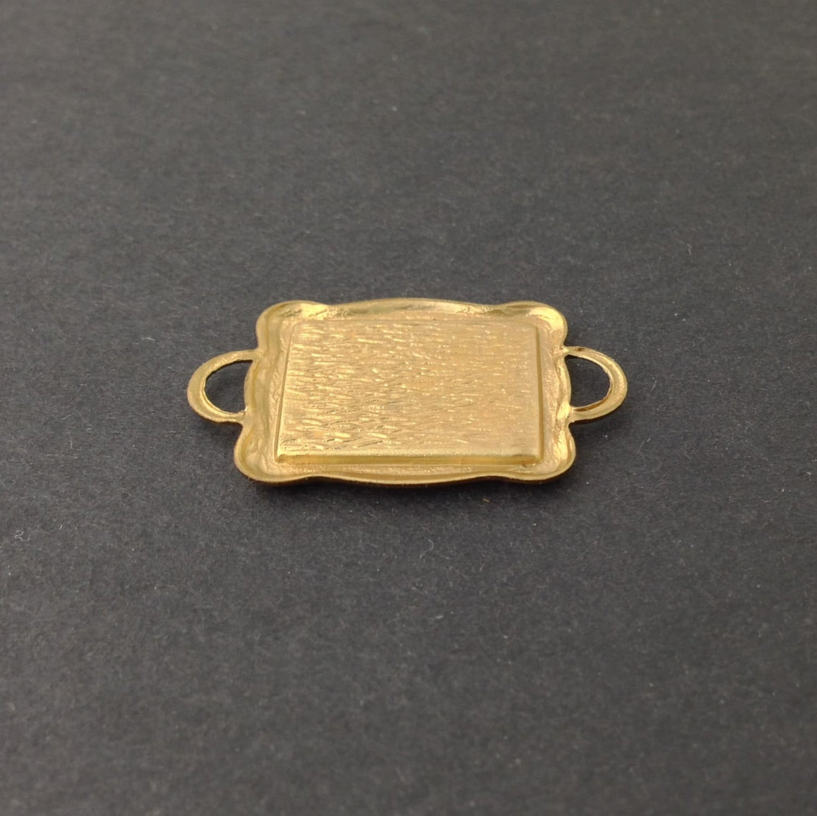 2 Loop Raw Brass Connector Setting Scallop Edge 16x12mm (6) mtl358E