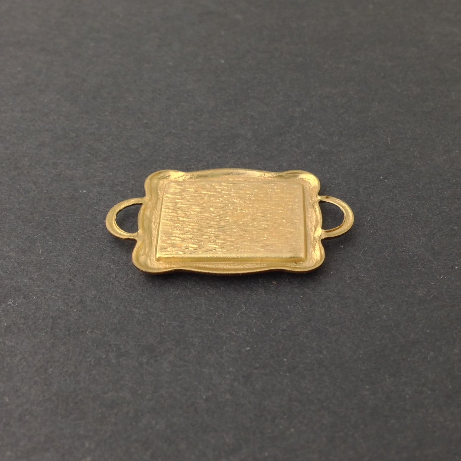 2 Loop Raw Brass Connector Setting Scallop Edge 16x12mm (6) mtl358E