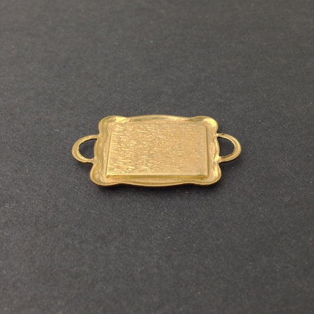 2 Loop Raw Brass Connector Setting Scallop Edge 16x12mm (6) mtl358E