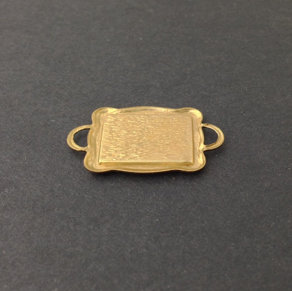2 Loop Raw Brass Connector Setting Scallop Edge 16x12mm (6) mtl358E