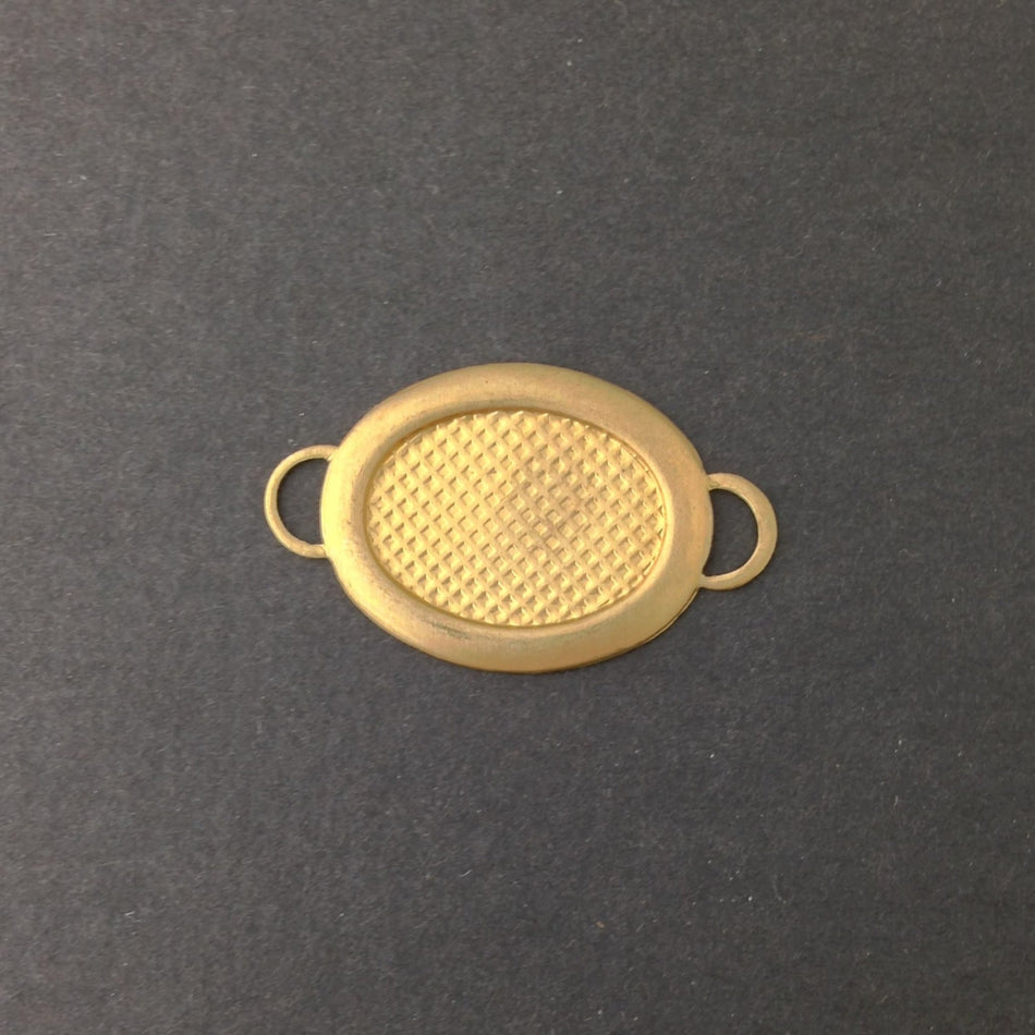 2 Loop Raw Brass Connector Setting Rolled Edge 18x13mm (6) mtl358B